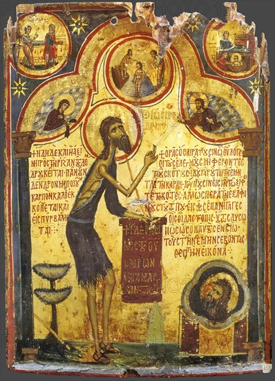 Saint John the Forerunner with scenes from his life, 13th century. Artist: Byzantine icon