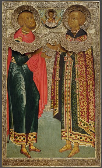 Saint John Sochavsky and Tsarevich Ivan Mikhailovich, 1639-1640. Artist: Russian icon