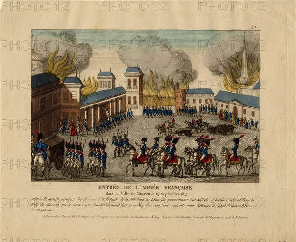 The Grande Armée enters the city of Moscow, 1812. Artist: Anonymous