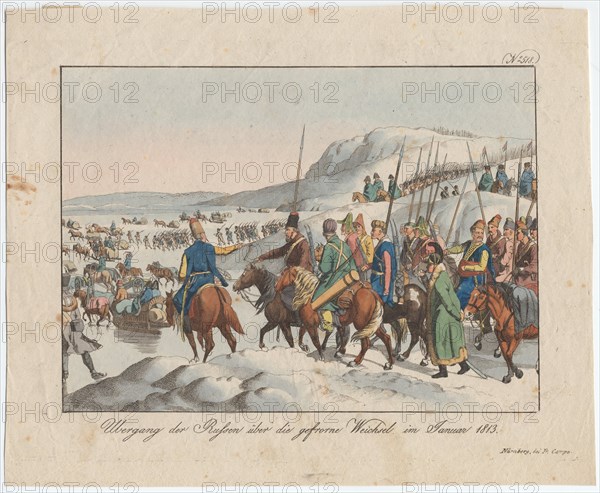The Russian Army crosses the Vistula in January 1813, c. 1815. Artist: Campe, August Friedrich Andreas (1777-1846)