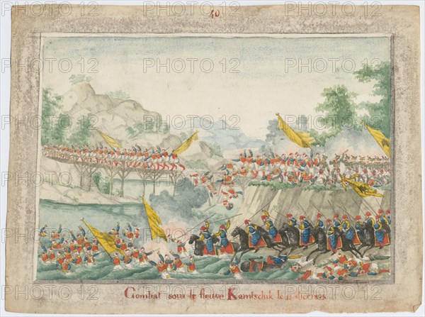 The Battle on the river Kamchik on 15th October 1828, 1829. Artist: Anonymous