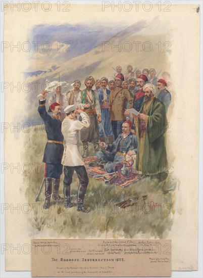 The April Uprising 1878. Negotiations at the headquarters of the insurgents, 1878. Artist: Anonymous