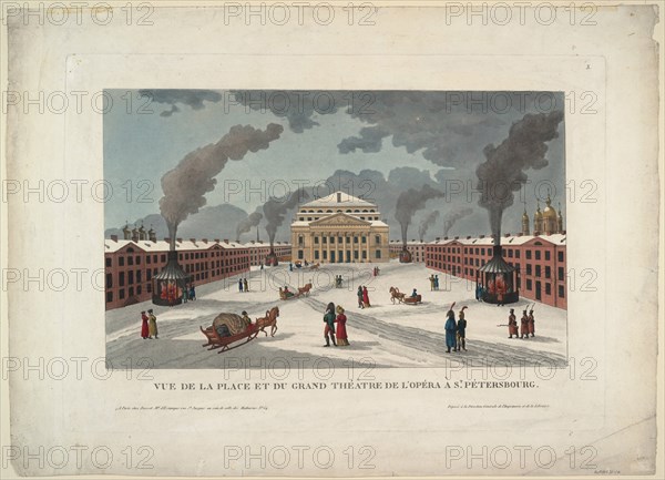 The Saint Petersburg Imperial Bolshoi Kamenny Theatre, c. 1811. Artist: Courvoisier-Voisin, Henri (1757-1830)