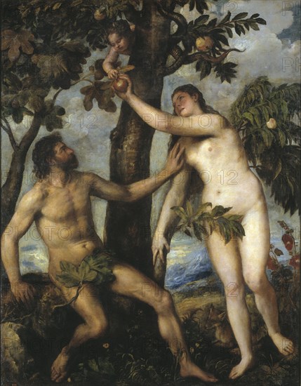 Adam and Eve, c. 1550. Artist: Titian (1488-1576)