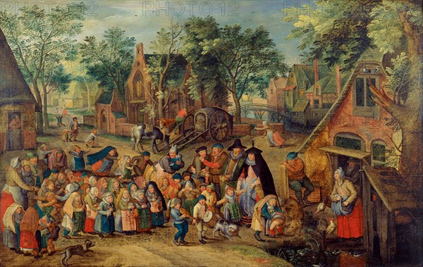 The Pentecost Bride Game, c. 1620. Artist: Brueghel, Pieter, the Younger (1564-1638)