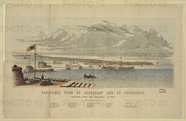 Panoramic view of Kronstadt and St. Petersburg. Artist: Anonymous