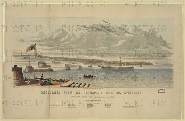 Panoramic view of Kronstadt and St. Petersburg. Artist: Anonymous