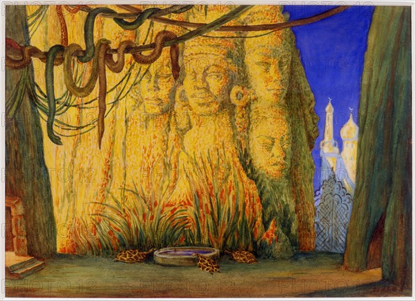 Stage design for the Ballet Blue God by R. Hahn, 1911. Artist: Bakst, Léon (1866-1924)