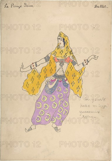 Polovtsian girl. Costume design for the opera Prince Igor by A. Borodin, 1909. Artist: Korovin, Konstantin Alexeyevich (1861-1939)