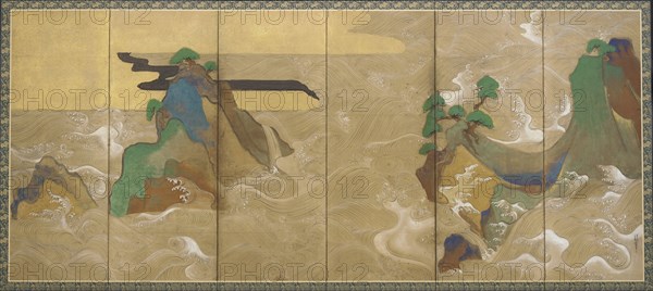 Waves at Matsushima, Early 17th cen.. Artist: Sotatsu, Tawaraya (active Early 17th cen.)