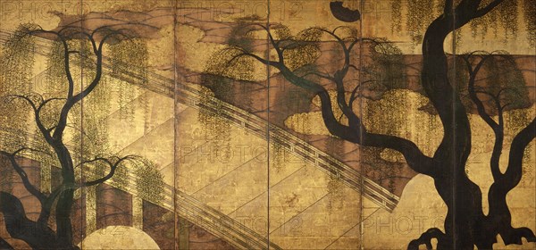 The River Bridge at Uji, 1568-1615. Artist: Anonymous