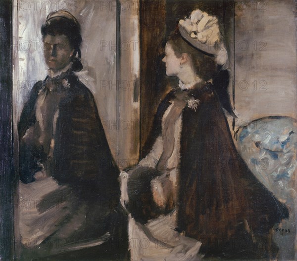 Mrs Jeantaud in the Mirror, c. 1875. Artist: Degas, Edgar (1834-1917)