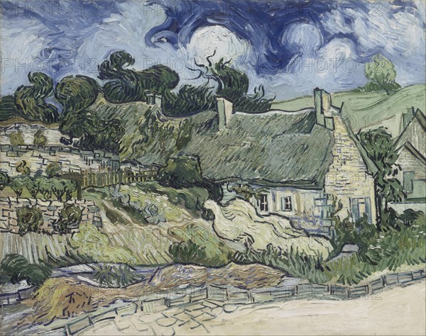 Thatched Cottages at Cordeville, 1890. Artist: Gogh, Vincent, van (1853-1890)