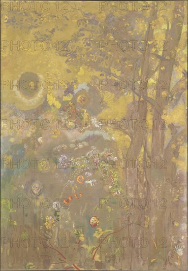 Trees on a yellow Background, 1901. Artist: Redon, Odilon (1840-1916)