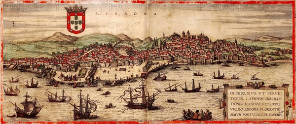 View of Lisbon and Tagus River (From: Civitates Orbis Terrarum), 1572. Artist: Hogenberg, Frans (1535-1590)