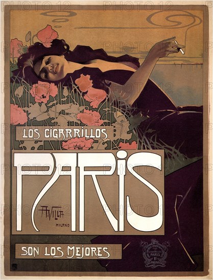 Los Cigarillos Paris, 1901. Artist: Villa, Aleardo (1865-1906)