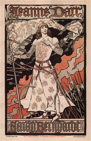 Sarah Bernhardt as Joan of Arc, 1893. Artist: Grasset, Eugène (1841-1917)