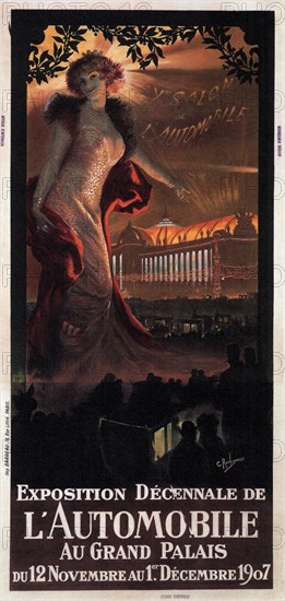 Exposition décennale de l'Automobile au Grand Palais, 1907. Artist: Rochegrosse, Georges Antoine (1859-1938)