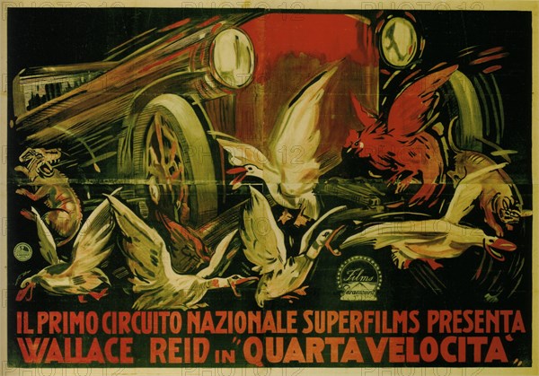 Wallace Reid in Film Double Speed, 1920. Artist: Galantara, Gabriele (1867-1937)