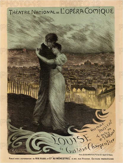 Poster for the Oper Louise by Gustave Charpentier, 1900. Artist: Rochegrosse, Georges Antoine (1859-1938)