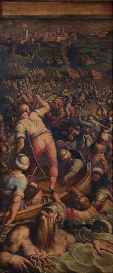 Rout of the Turks at Piombino, 1563-1565. Artist: Vasari, Giorgio (1511-1574)