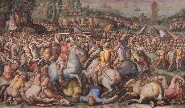 The rout of the Pisans at Torre San Vincenzo, 1568-1571. Artist: Vasari, Giorgio (1511-1574)