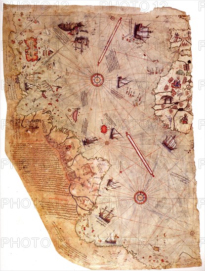 The Piri Reis world map, 1513. Artist: Piri Reis (1470-1553)