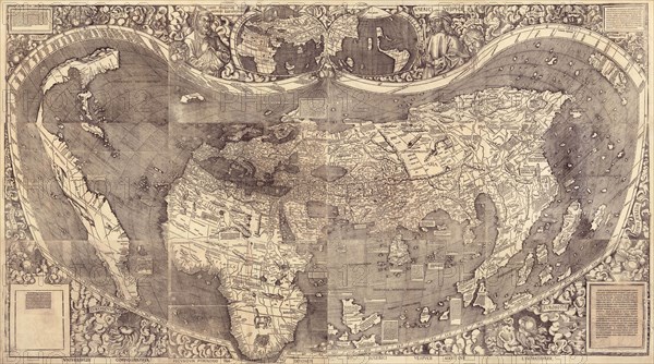 World map Universalis Cosmographia, 1507. Artist: Waldseemüller, Martin (ca 1472-1520)