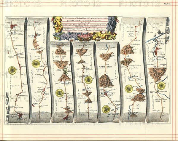 Britannia Atlas: The Continuation of the Road from London to Aberystwyth, 1675. Artist: Ogilby, John (1600-1676)