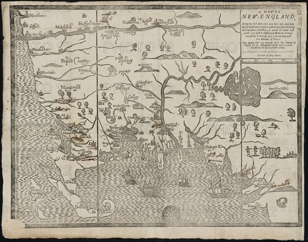 The map of New England (From: William Hubbard's The Present State of New-England), 1677. Artist: Foster, John (17th century)