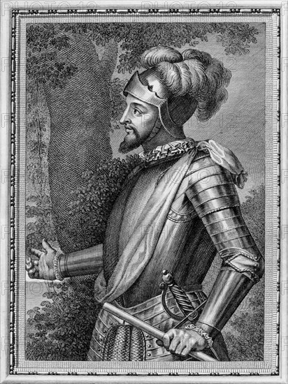 Vasco Núñez de Balboa (1475-1519) From Retratos de los Espan&#771oles ilustres, 1791. Artist: Anonymous