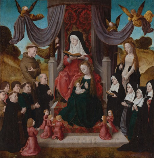 The Virgin and Child with Saint Anne (Anna Selbdritt), Saints Francis, Lidwina and donors, c. 1490-1 Artist: Netherlandish master