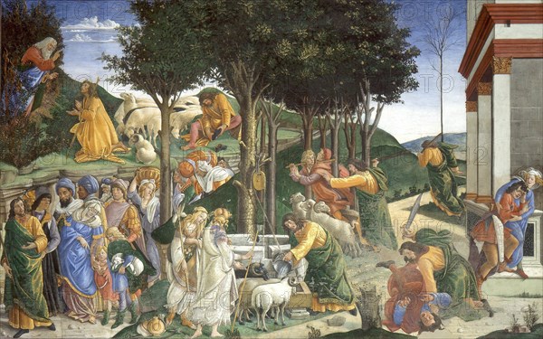 Scenes from the Life of Moses, 1481-1482. Artist: Botticelli, Sandro (1445-1510)