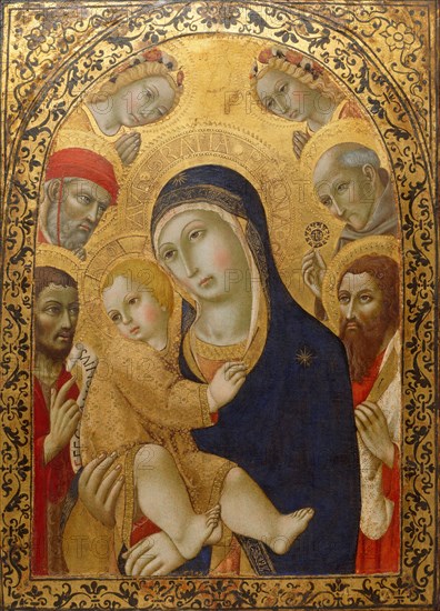 Madonna and Child with Saints Jerome, John the Baptist, Bernardino and Bartholomew, ca 1450-1475. Artist: Sano di Pietro (1406-1481)