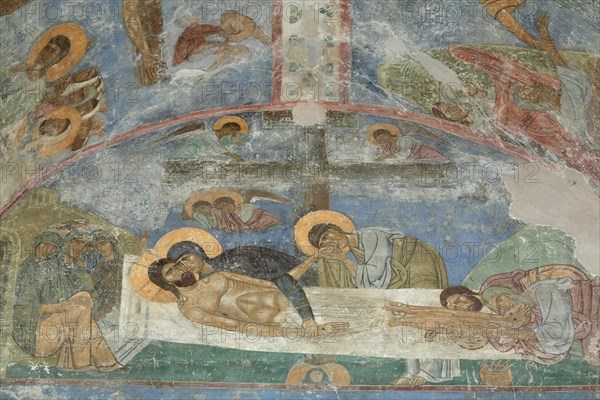 The Entombment of Christ, 12th century. Artist: Ancient Russian frescos