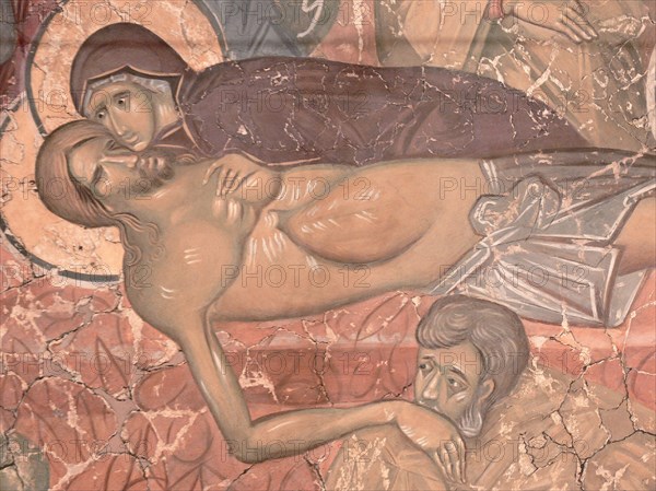 The Entombment of Christ, ca 1380. Artist: Ancient Russian frescos