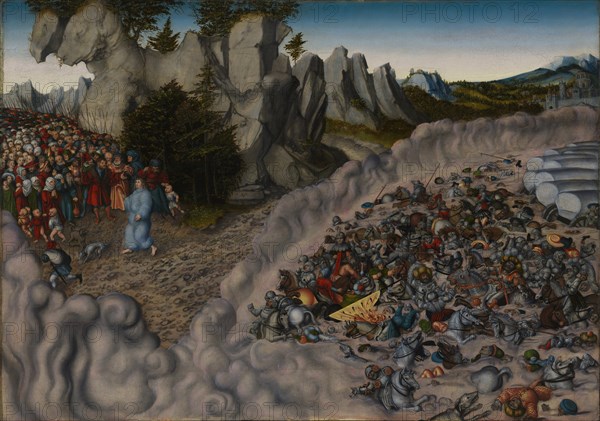 The Crossing of the Red Sea (Pharaoh's Hosts engulfed in the Red Sea), 1530. Artist: Cranach, Lucas, the Elder (1472-1553)