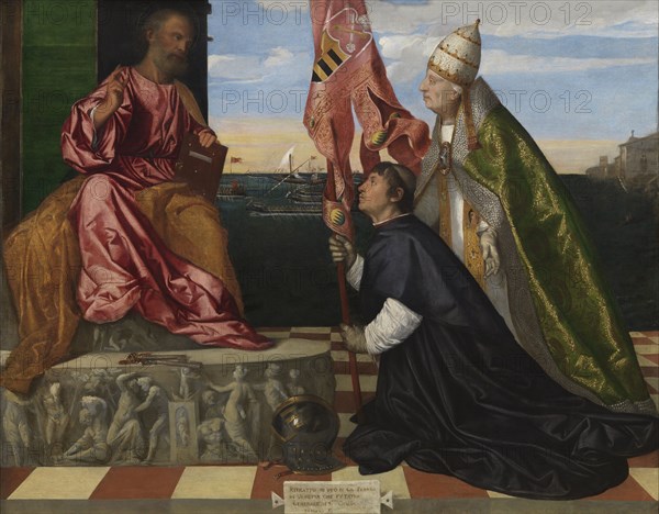 Jacopo Pesaro being presented by Pope Alexander VI to Saint Peter, 1506-1511. Artist: Titian (1488-1576)