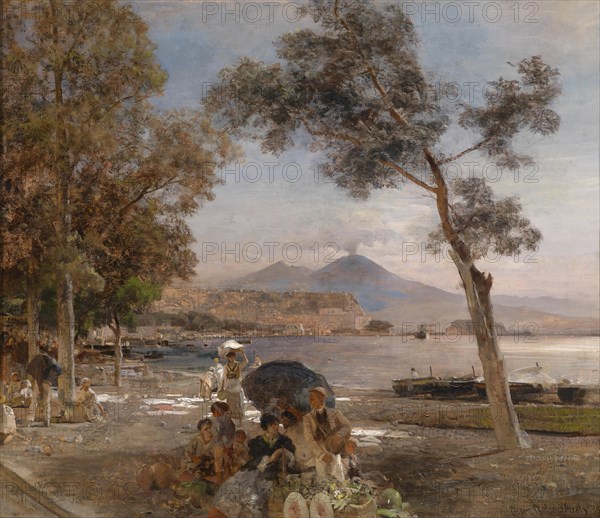 Evening mood at the Bay of Naples, 1888. Artist: Achenbach, Oswald (1827-1905)