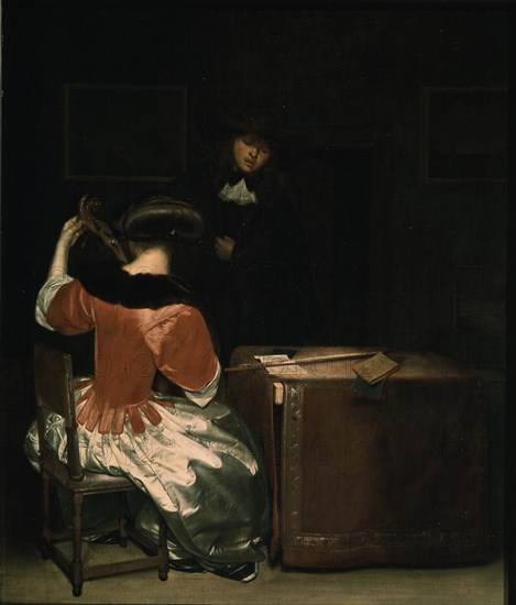 The Music Lesson. Artist: Ter Borch, Gerard, (Circle of)