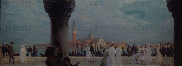 Promenade in Venice, 1907-1908. Artist: Kustodiev, Boris Michaylovich (1878-1927)