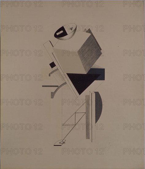 Strong guy. Figurine for the opera Victory over the sun by A. Kruchenykh, 1920-1921. Artist: Lissitzky, El (1890-1941)