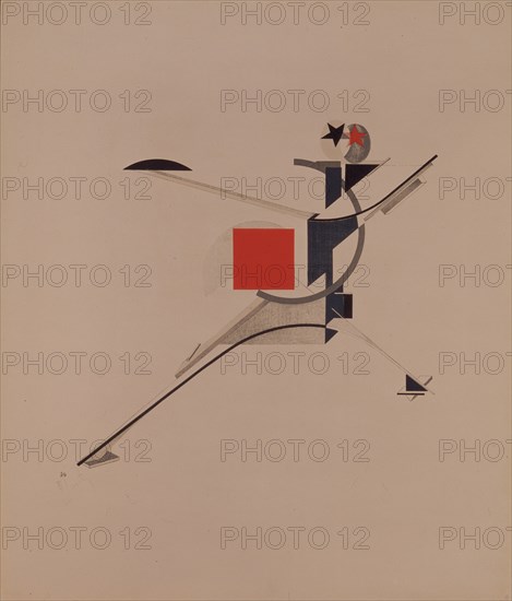 The New. Figurine for the opera Victory over the sun by A. Kruchenykh, 1920-1921. Artist: Lissitzky, El (1890-1941)