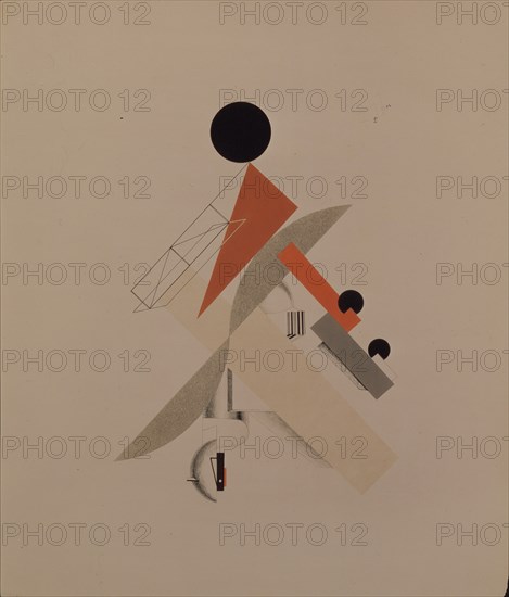 Globetrotter. Figurine for the opera Victory over the sun by A. Kruchenykh, 1920-1921. Artist: Lissitzky, El (1890-1941)