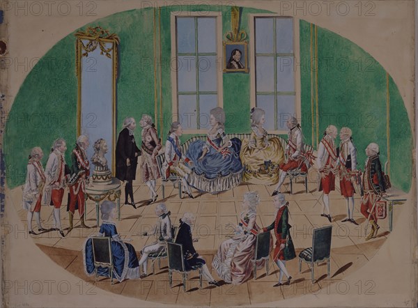 Grand Duke Pavel Petrovich and Grand Duchess Maria Fyodorovna in Vienna in 1782, 1782. Artist: Loeschenkohl, Johann Hieronymus (1753-1807)