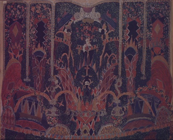 Design of Masquerade curtain for the theatre play The Masquerade by M. Lermontov, 1917. Artist: Golovin, Alexander Yakovlevich (1863-1930)