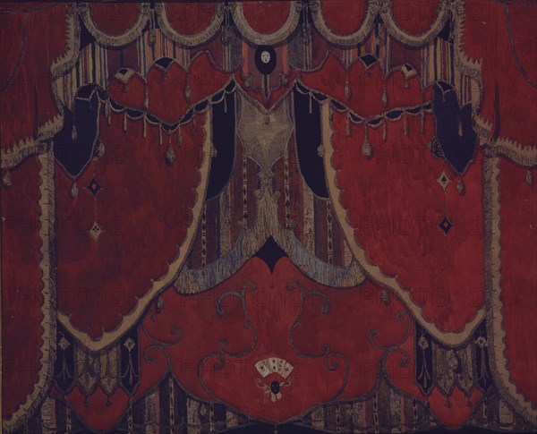 Design of main curtain for the theatre play The Masquerade by M. Lermontov, 1917. Artist: Golovin, Alexander Yakovlevich (1863-1930)