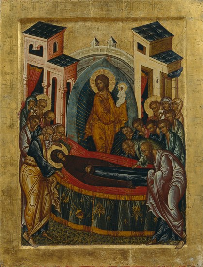 The Dormition of the Virgin. Artist: Russian icon