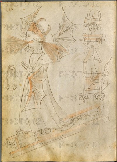 The Fire Witch (From: Bellicorum instrumentorum liber, cum figuris). Artist: Fontana, Giovanni (1395-1455)