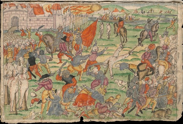 Russian atrocities in Livonia on July and August 1577. From Johann Jakob Wick's Sammlung von Nachric Artist: Anonymous